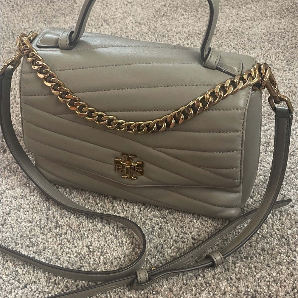 Tory Burch Gray Crossbody Bag with Gold Chain